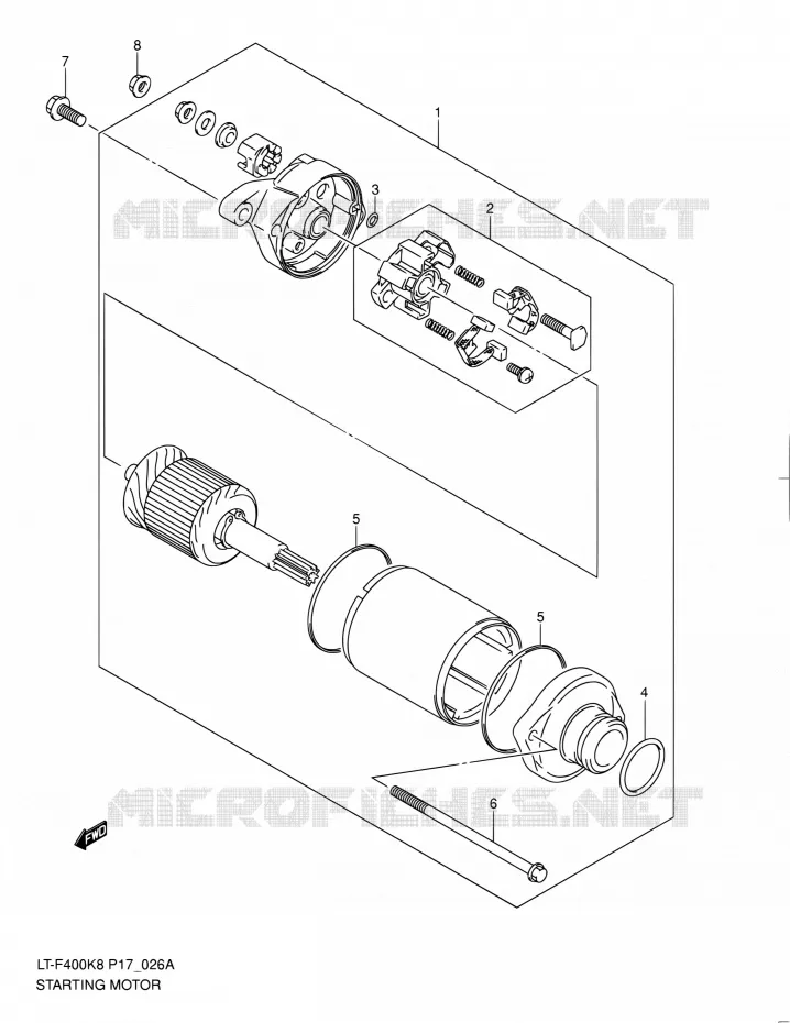 STARTMOTOR (MODEL L0) Suzuki QUAD 400 KINGQUAD 2010  LT-F400 L0 (P17,P24)