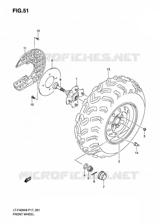 VOORWIEL Suzuki QUAD 400 KINGQUAD 2010  LT-F400 L0 (P17,P24)