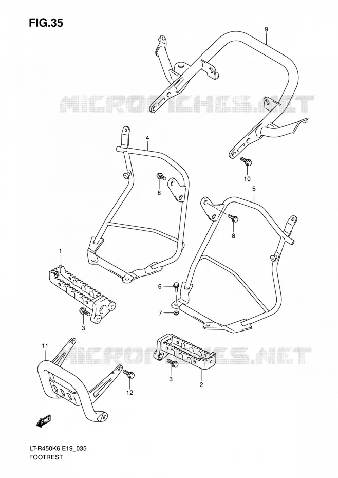 FOOTREST Suzuki QUAD 450 QUADRACER 2010  LT-R450 L0/LT-R450Z L0 (E19)
