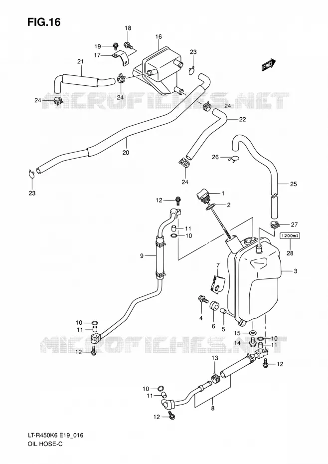 OLIE SLANG Suzuki QUAD 450 QUADRACER 2010  LT-R450 L0/LT-R450Z L0 (E19)