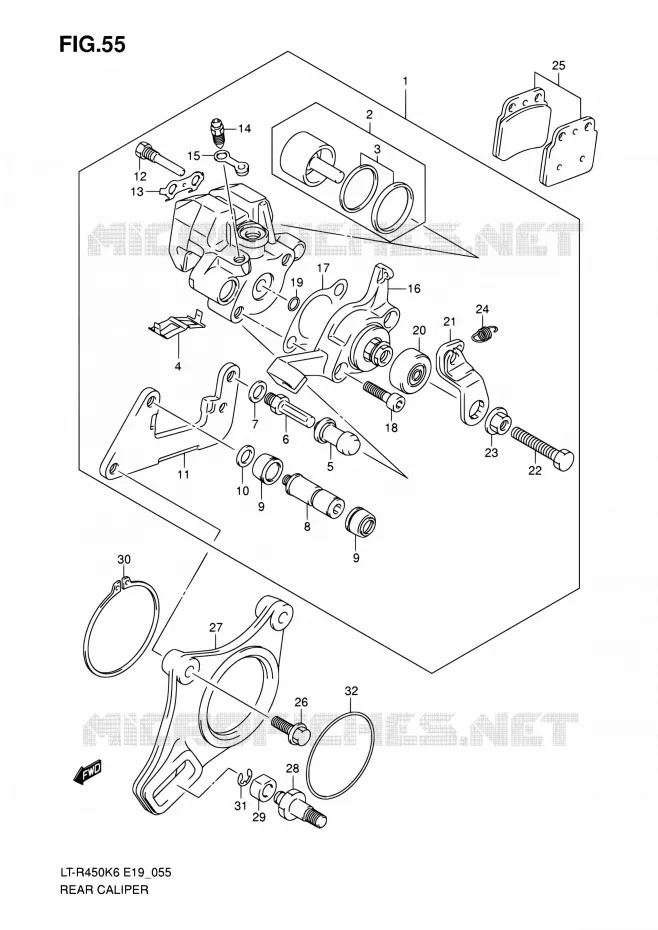REAR CALIPER Suzuki QUAD 450 QUADRACER 2010  LT-R450 L0/LT-R450Z L0 (E19)