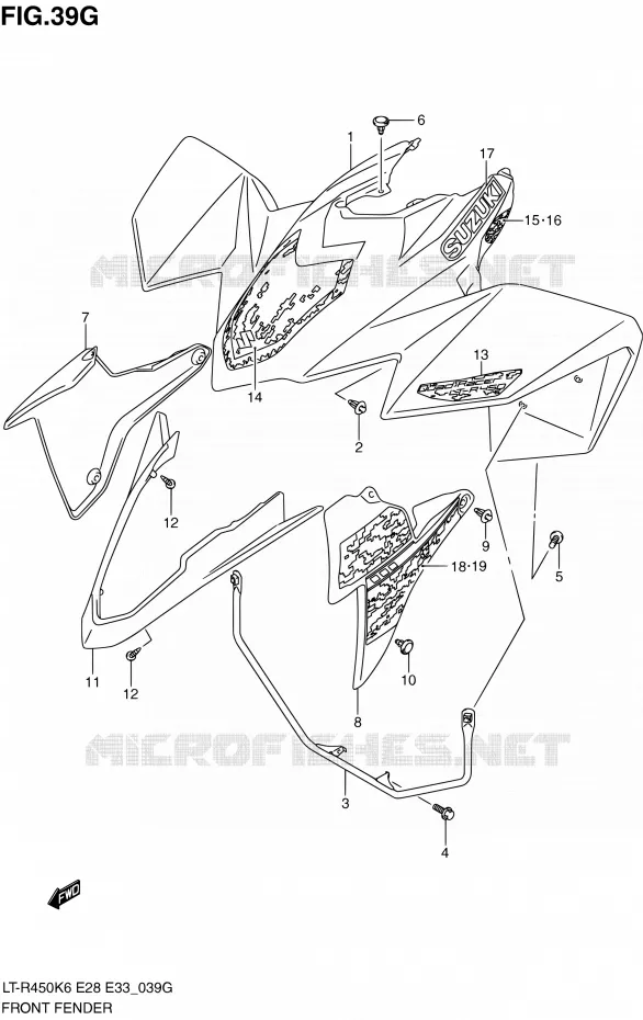 FRONT FENDER (LT-R450ZL0) Suzuki QUAD 450 QUADRACER 2010  LT-R450 L0/LT-R450Z L0 (E28,E33)