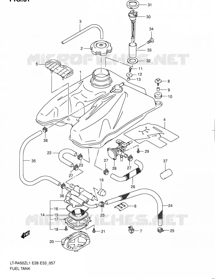 BENZINETANK (LT-R450ZL1 E28) Suzuki QUAD 450 QUADRACER 2011  LT-R450 L1/LT-R450Z L1 (E03,E28,E33)