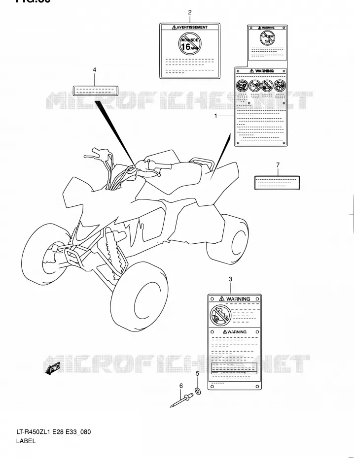 ETIKET (LT-R450L1 E28) Suzuki QUAD 450 QUADRACER 2011  LT-R450 L1/LT-R450Z L1 (E03,E28,E33)