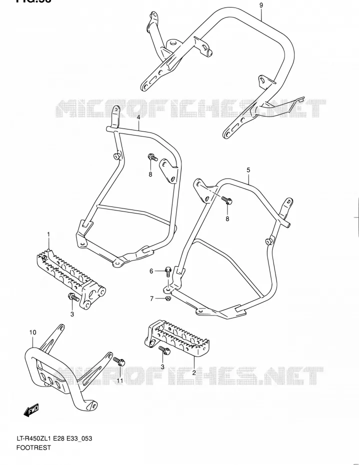 FOOTREST (LT-R450ZL1 E28) Suzuki QUAD 450 QUADRACER 2011  LT-R450 L1/LT-R450Z L1 (E03,E28,E33)