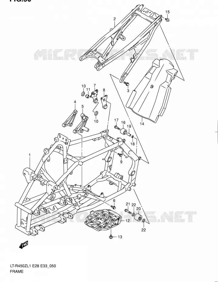 FRAME (LT-R450L1 E33) Suzuki QUAD 450 QUADRACER 2011  LT-R450 L1/LT-R450Z L1 (E03,E28,E33)