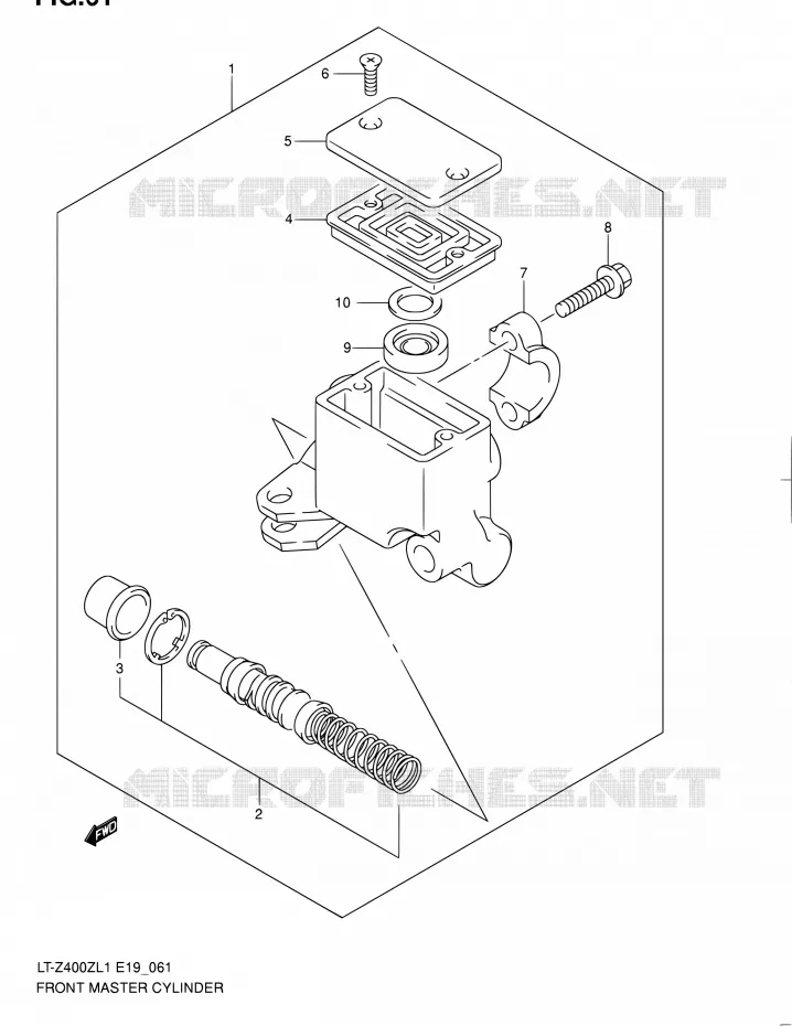 FRONT HOOFDREMCILINDER Suzuki QUAD 400 QUADSPORT 2011  LT-Z400 L1/LT-Z400Z L1 (E19)