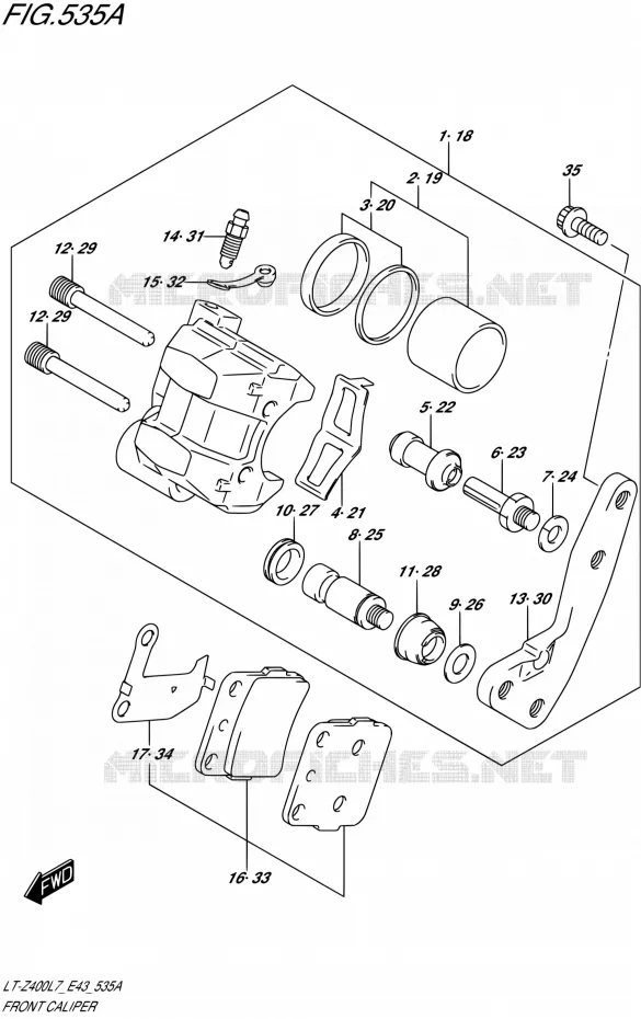 FRONT CALIPER Suzuki QUAD 400 QUADSPORT 2017  LT-Z400 L7 (E43)