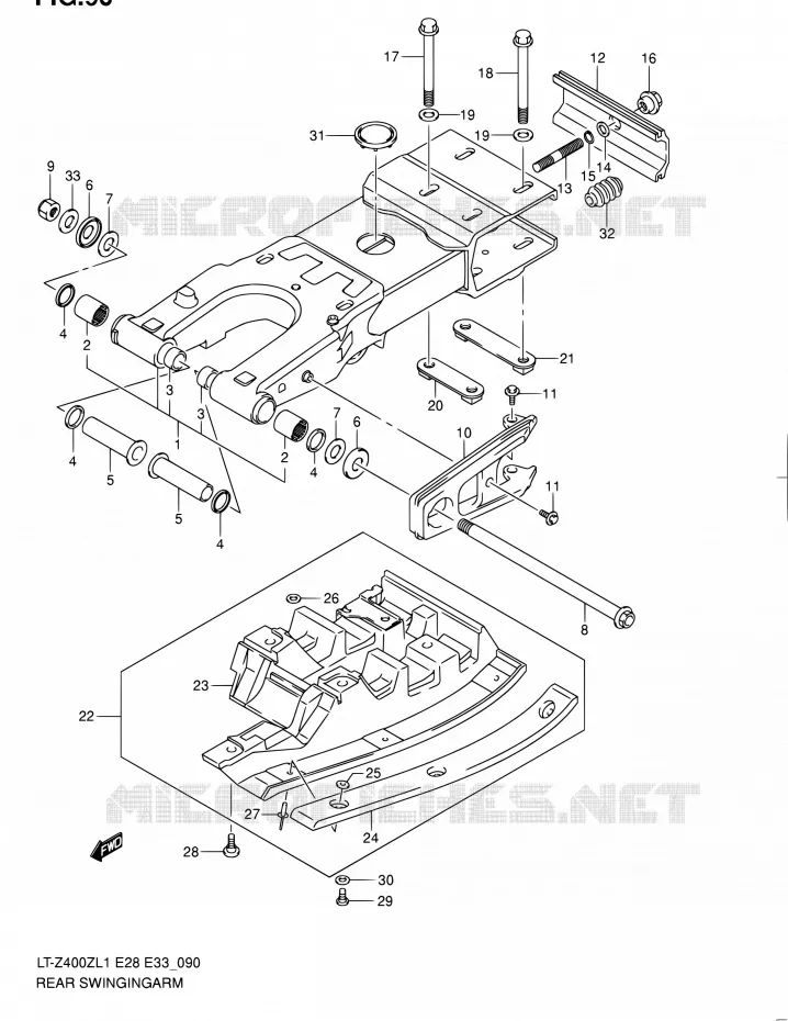 SWINGARM Suzuki QUAD 400 QUADSPORT 2011  LT-Z400Z L1 (E03,E28,E33)