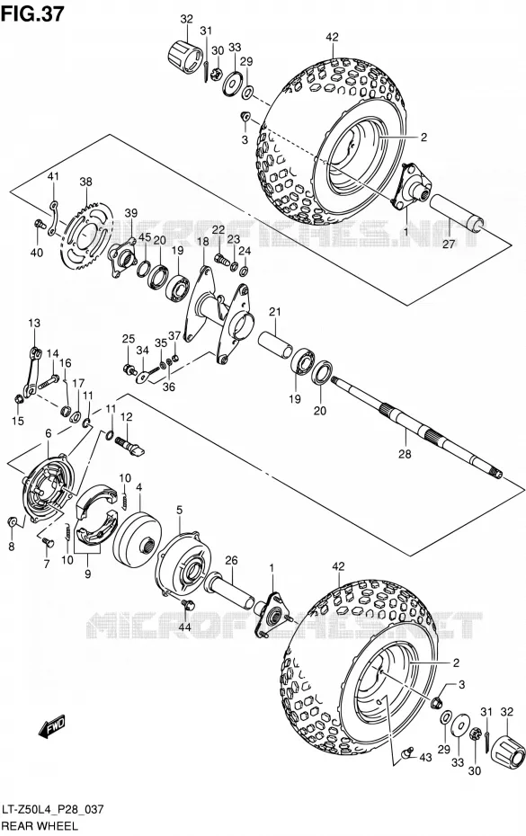 ACHTERWIEL Suzuki QUAD 50 QUADSPORT 1992  LT-Z50 L4 (P03,P28,P33)