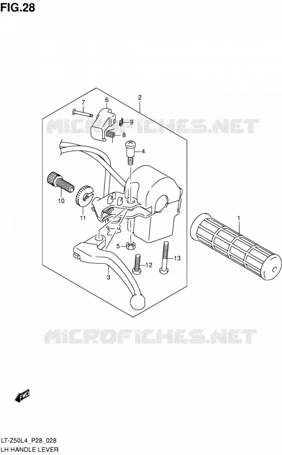 LINKER HENDEL - HANDGREEP Suzuki QUAD 50 QUADSPORT 1992  LT-Z50 L4 (P03,P28,P33)