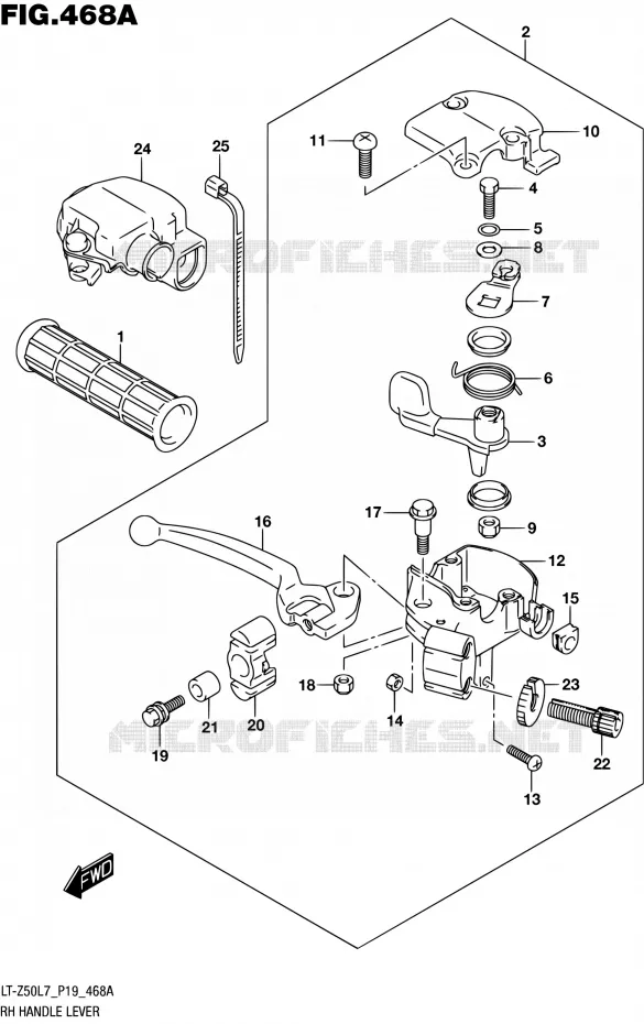 RECHTS HANDGRIPS - LEVERS Suzuki QUAD 50 QUADSPORT 2017  LT-Z50 L7 (P19)