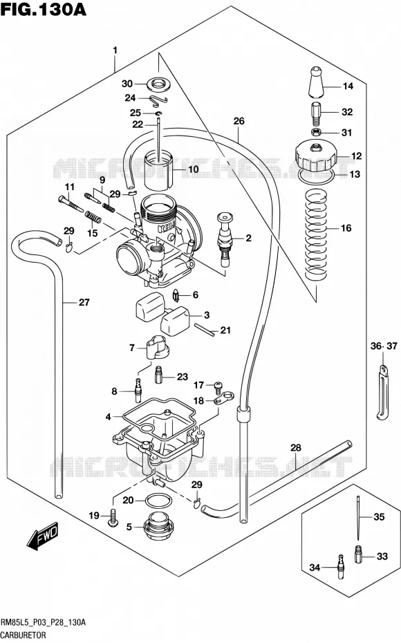 CARBURATOR Suzuki MOTO 85 RM 2015  RM85 L5 (P03,P28,P33)