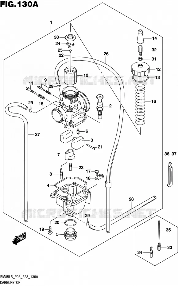 CARBURATOR Suzuki MOTO 85 RM 1992  RM85L L5 (P03,P28,P33)
