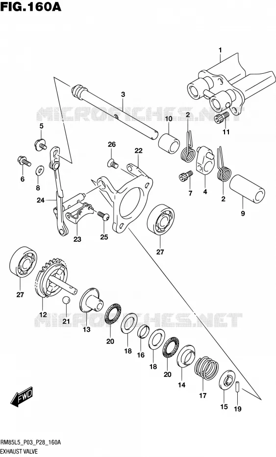 UITLAATKLEP Suzuki MOTO 85 RM 1992  RM85L L5 (P03,P28,P33)