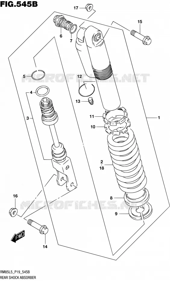 ACHTER SCHOKDEMPER (RM85LL5 P19) Suzuki MOTO 85 RM 1995  RM85L L5 (P19)
