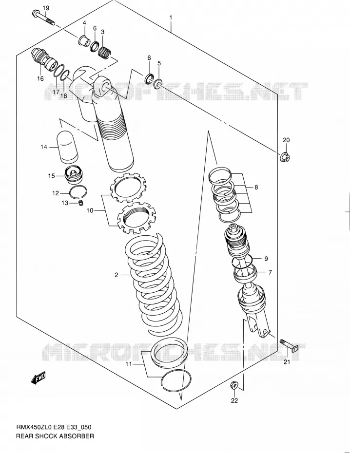 ACHTER SCHOKDEMPER Suzuki MOTO 450 RMX-Z 2010  RMX450Z L0 (E03,E28,E33)