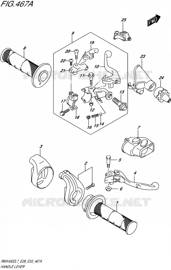 HANDGRIPS - LEVERS Suzuki MOTO 450 RMX 2017  RMX450Z L7 (E28,E33)
