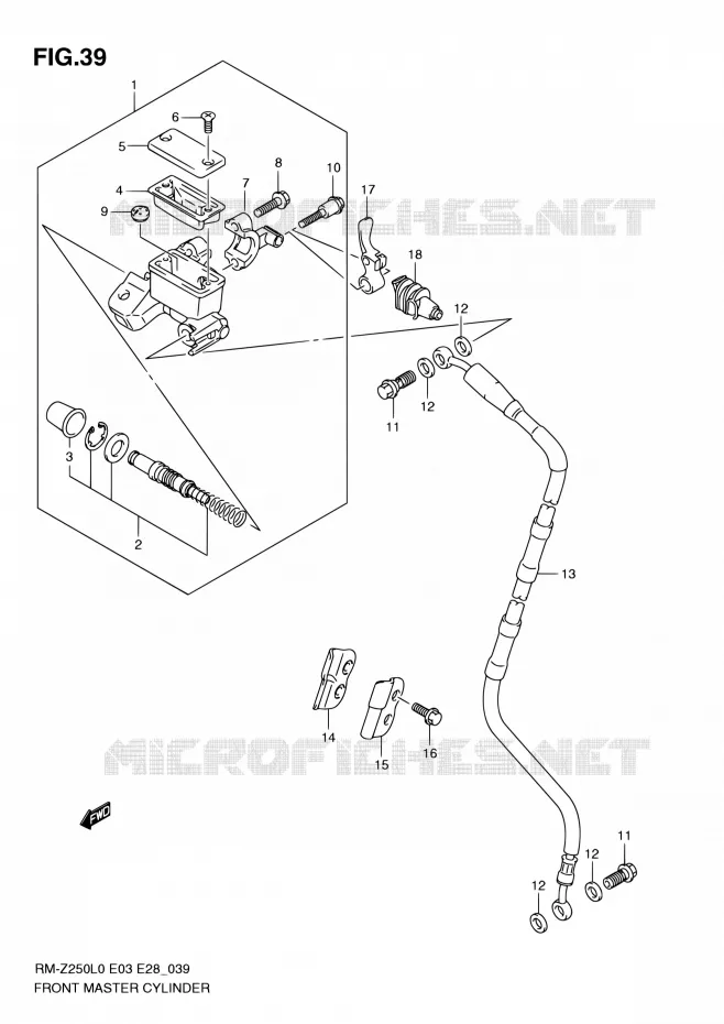 FRONT HOOFDREMCILINDER Suzuki MOTO 250 RM-Z 2010  RM-Z250 L0 (E03,E28,E33)