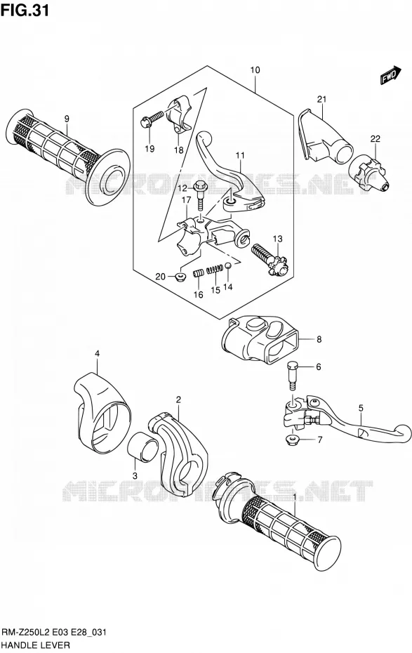 HANDGRIPS - LEVERS Suzuki MOTO 250 RM-Z 2012  RM-Z250 L2 (E03,E28,E33)