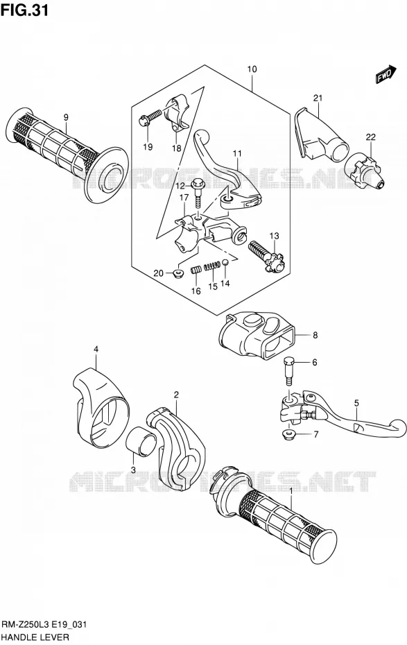 HANDGRIPS - LEVERS Suzuki MOTO 250 RM-Z 2013  RM-Z250 L3 (E19)