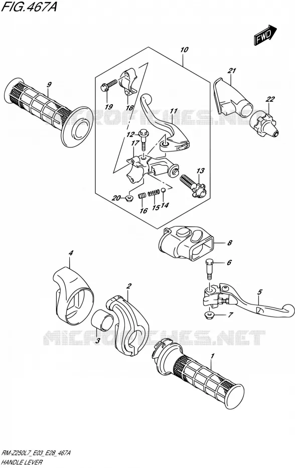 HANDGRIPS - LEVERS Suzuki MOTO 250 RM-Z 2017  RM-Z250 L7 (E03,E28)