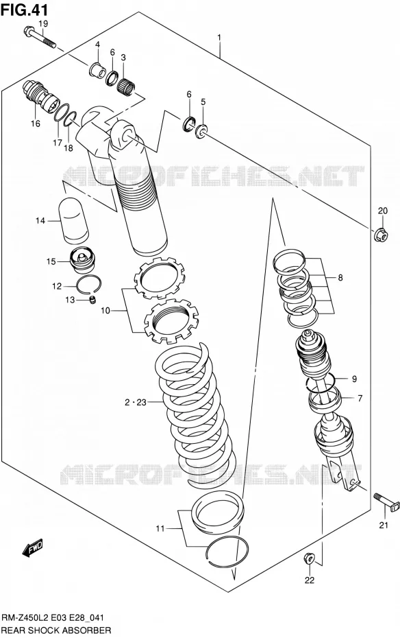ACHTER SCHOKDEMPER (RM-Z4501L2 E03) Suzuki MOTO 450 RM-Z 2012  RM-Z450 L2 (E03,E28,E33)