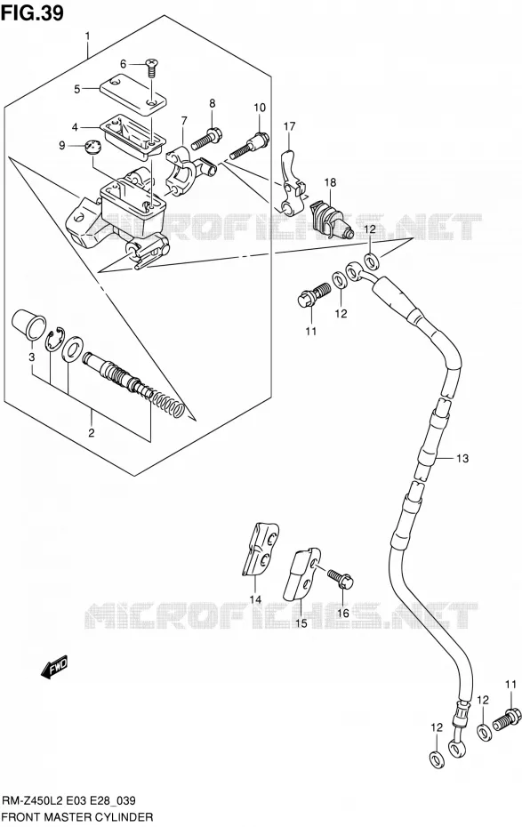 FRONT HOOFDREMCILINDER Suzuki MOTO 450 RM-Z 2012  RM-Z450 L2 (E03,E28,E33)