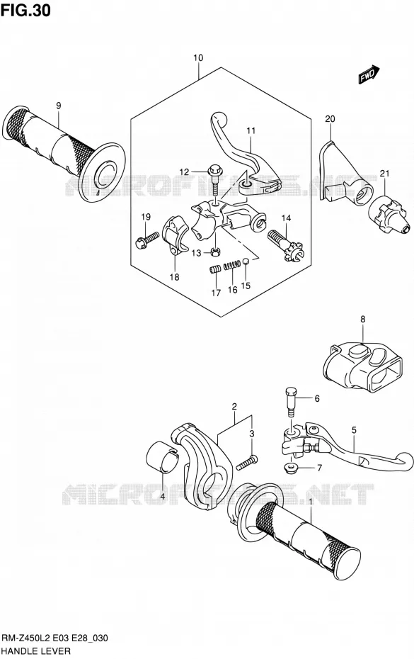 HANDGRIPS - LEVERS Suzuki MOTO 450 RM-Z 2012  RM-Z450 L2 (E03,E28,E33)