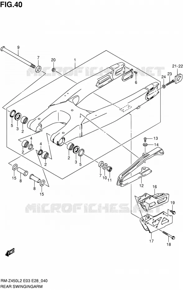 SWINGARM Suzuki MOTO 450 RM-Z 2012  RM-Z450 L2 (E03,E28,E33)