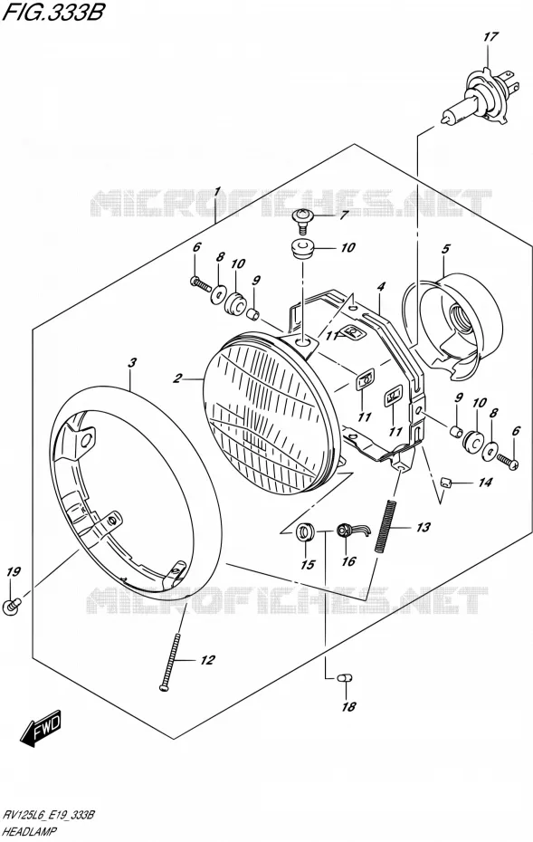 KOPLAMP (RV125L6 E19) Suzuki MOTO 125 VAN-VAN 2016  RV125 L6 (E02)