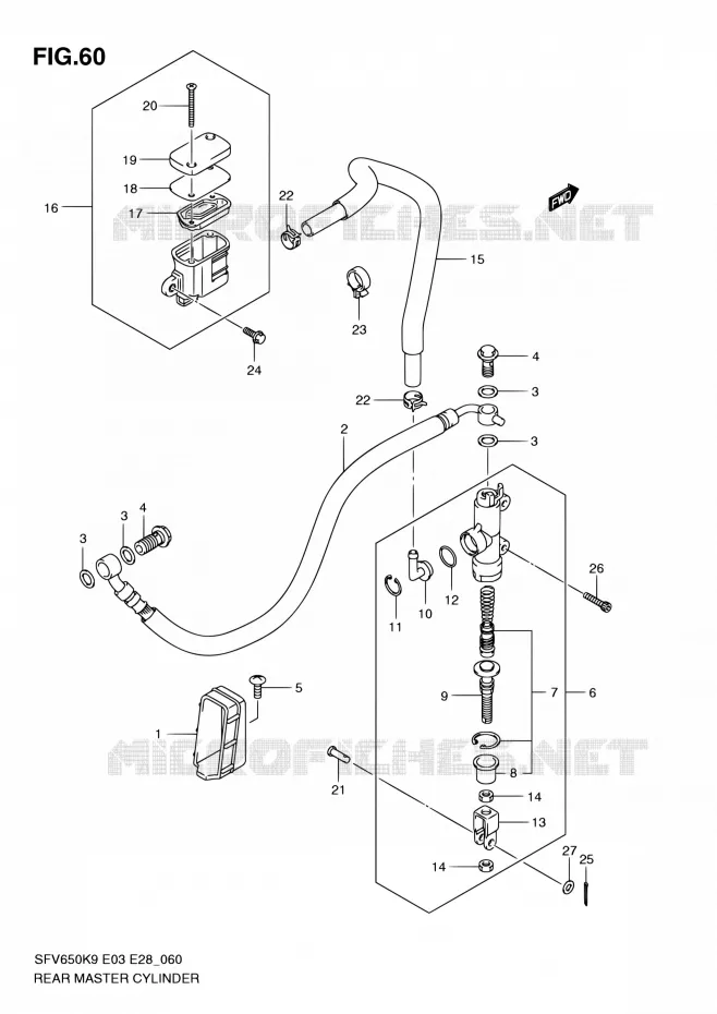 ACHTER HOOFDREMCILINDER (SFV650K9/L0) Suzuki MOTO 650 GLADIUS 2010  SFV650A L0 (E03,E28,E33)