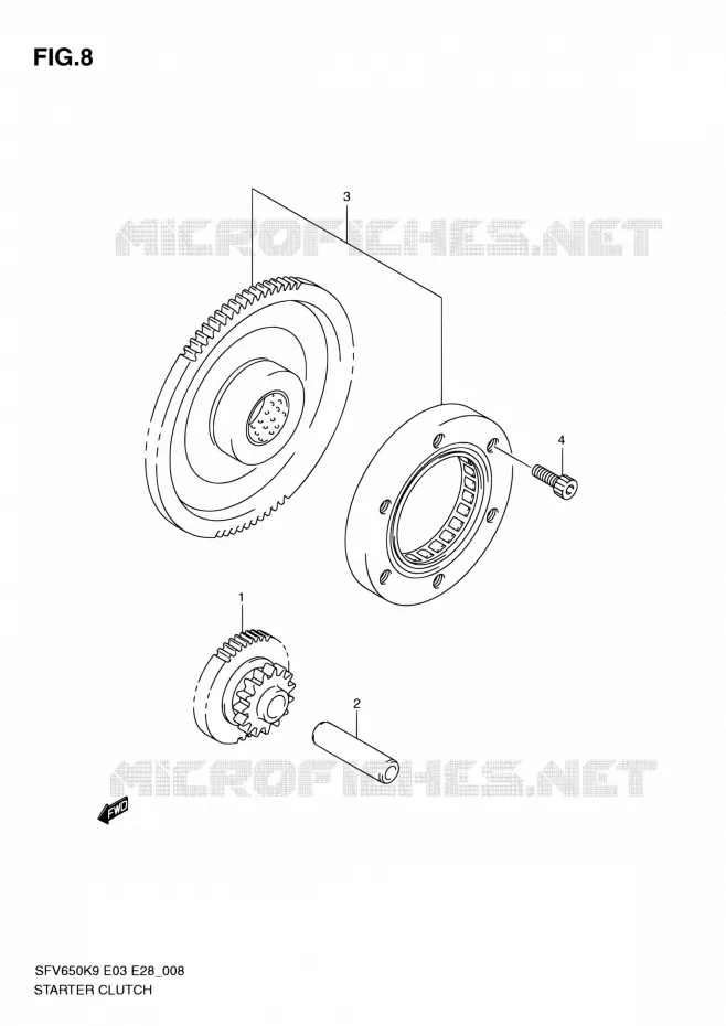 STARTMOTOR CLUTCH Suzuki MOTO 650 GLADIUS 2010  SFV650A L0 (E03,E28,E33)