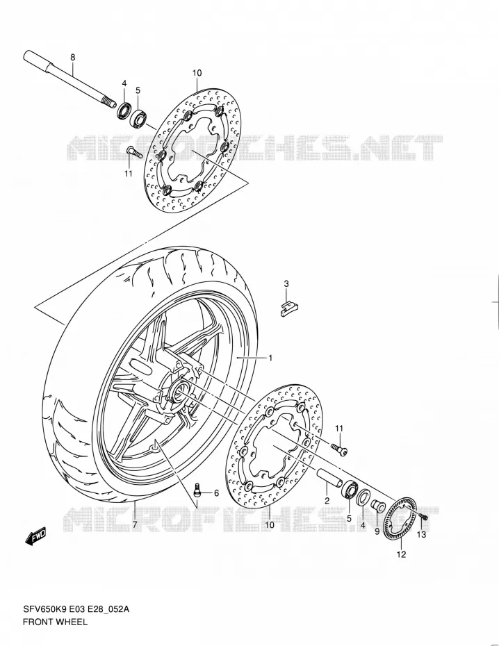 VOORWIEL (SFV650AL0) Suzuki MOTO 650 GLADIUS 2010  SFV650A L0 (E03,E28,E33)