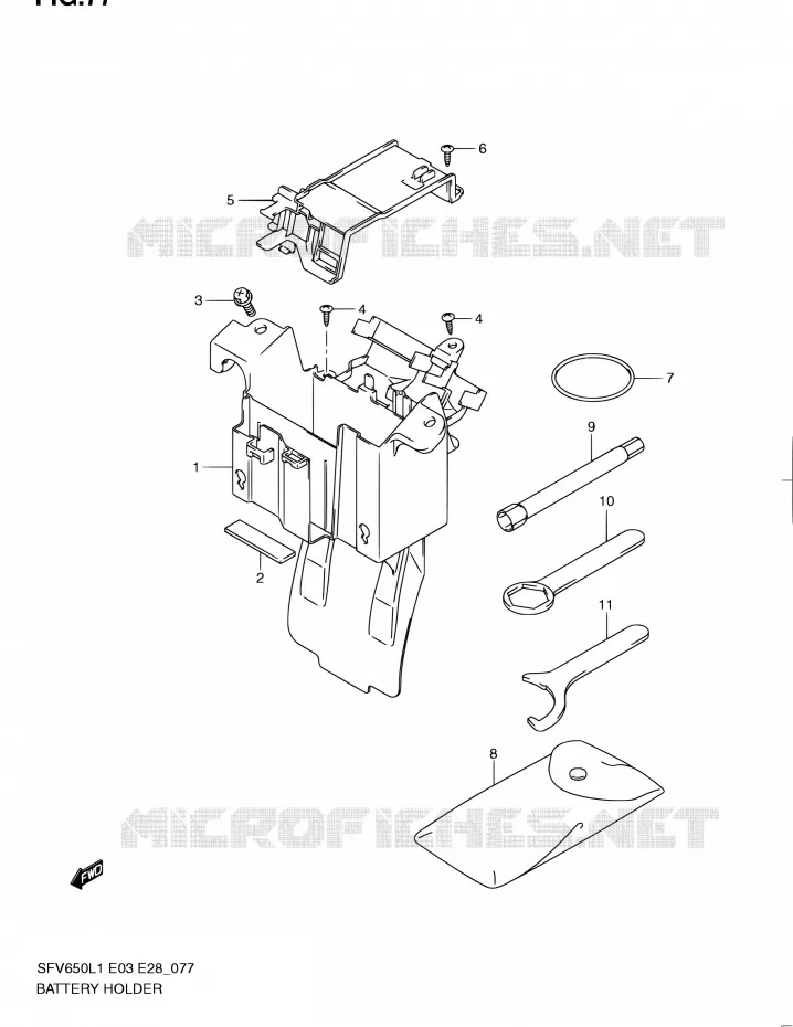 ACCU BOX - TOOLS (SFV650L1 E33) Suzuki MOTO 650 GLADIUS 2011  SFV650A L1 (E03,E28,E33)