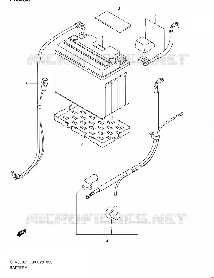 ACCU (SFV650AL1 E33) Suzuki MOTO 650 GLADIUS 2011  SFV650A L1 (E03,E28,E33)