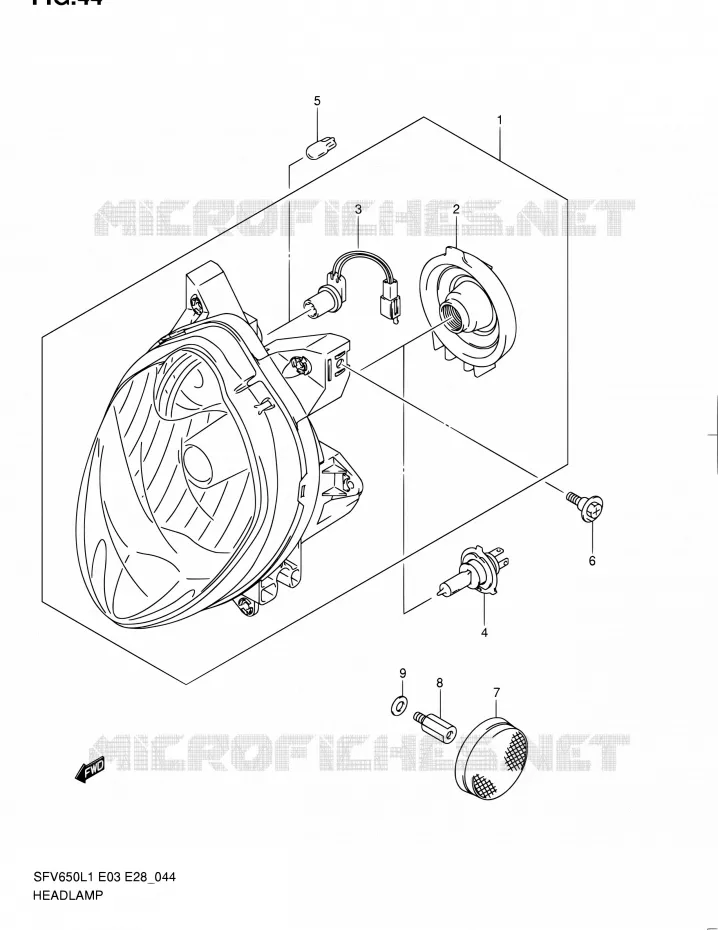 KOPLAMP Suzuki MOTO 650 GLADIUS 2011  SFV650A L1 (E03,E28,E33)