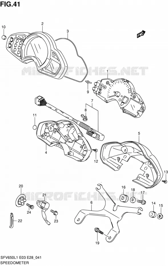 SNELHEIDSMETER (SFV650L1 E33) Suzuki MOTO 650 GLADIUS 2011  SFV650A L1 (E03,E28,E33)