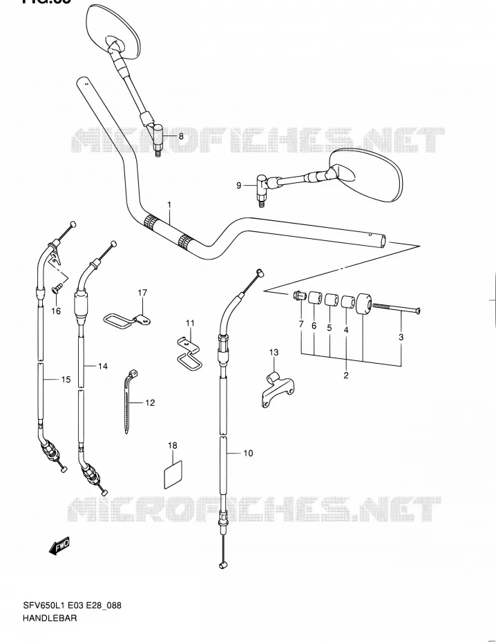 STUUR (SFV650L1 E33) Suzuki MOTO 650 GLADIUS 2011  SFV650A L1 (E03,E28,E33)