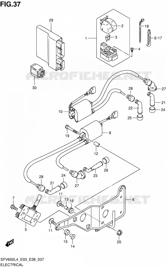 ELEKTRISCH (SFV650AL4 E28) Suzuki MOTO 650 GLADIUS 2014  SFV650A L4 (E03,E28,E33)