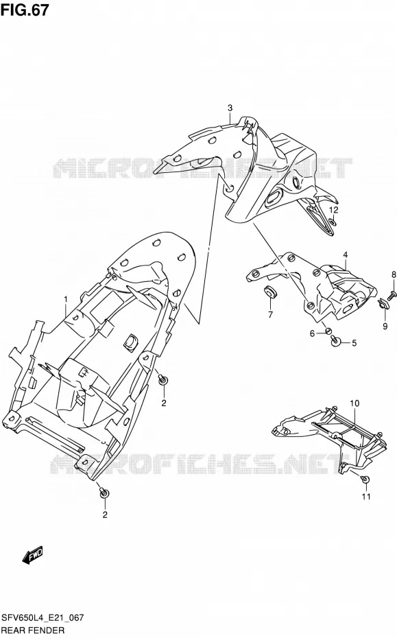 ACHTERSPATBORD Suzuki MOTO 650 GLADIUS 2015  SFV650A L4 (E21)