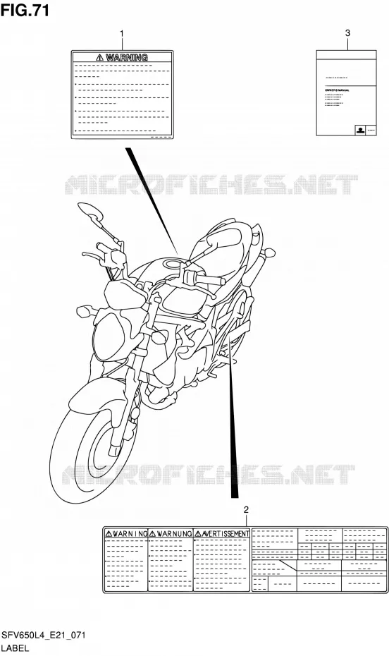 ETIKET (SFV650UAL4 E21) Suzuki MOTO 650 GLADIUS 2015  SFV650A L4 (E21)