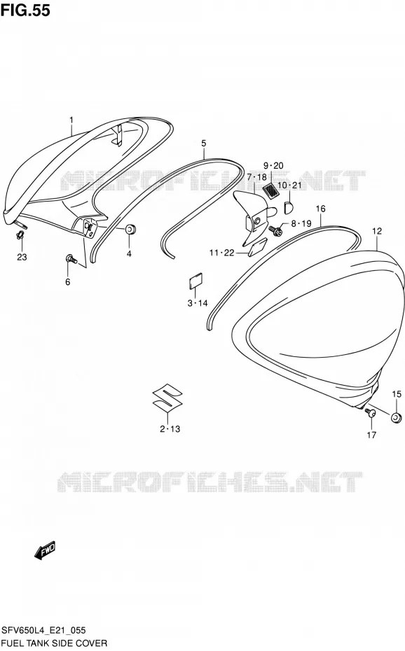 FUEL TANK ZIJKLEP Suzuki MOTO 650 GLADIUS 2014  SFV650A L4 (E21)