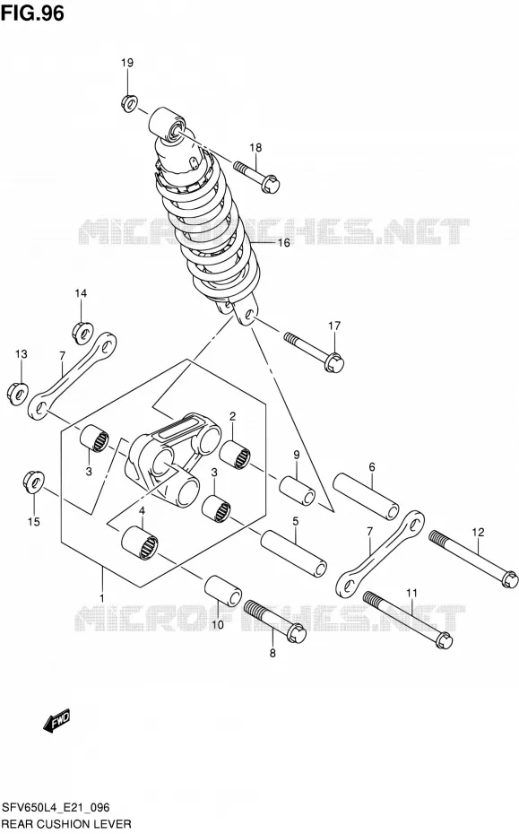 SCHOKBREKER AANEENSCHAKELING (SFV650AL4 E21) (EXCEPT RUSSIAN) Suzuki MOTO 650 GLADIUS 2014  SFV650A L4 (E21)