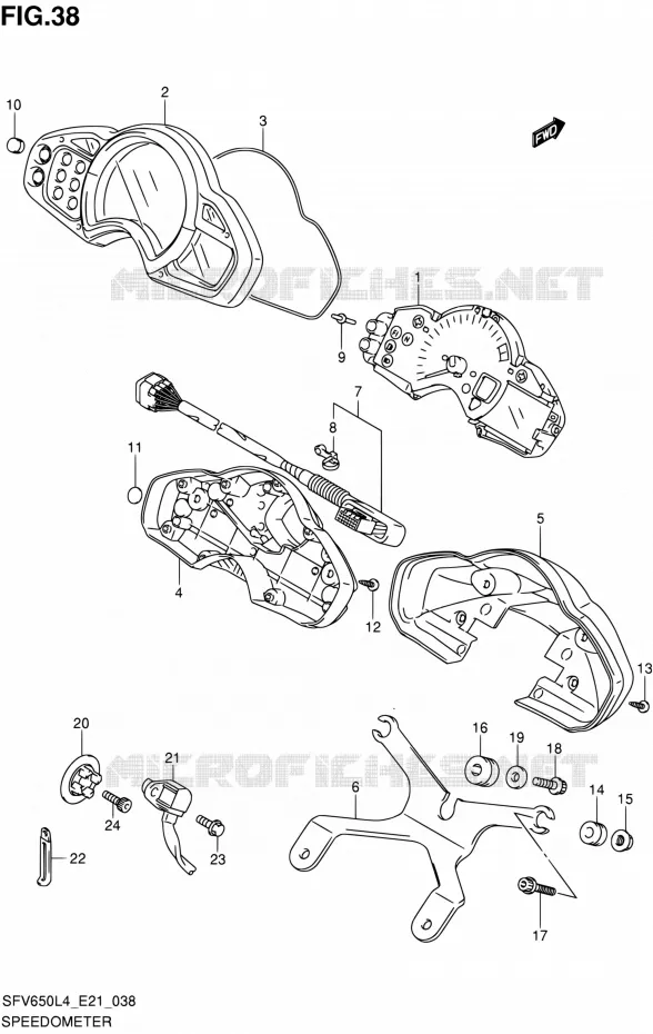 SNELHEIDSMETER (SFV650AL4 E21) Suzuki MOTO 650 GLADIUS 2014  SFV650A L4 (E21)