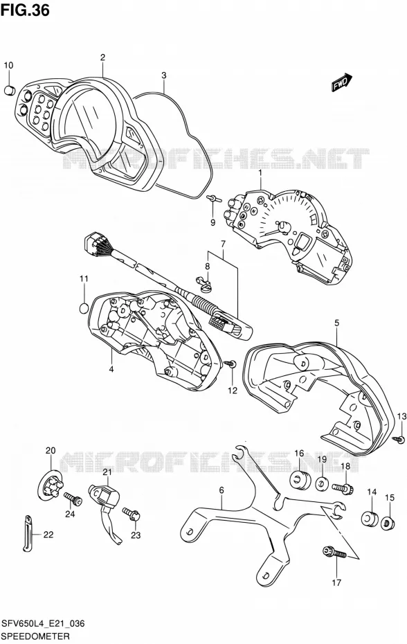 SNELHEIDSMETER (SFV650L4 E21) Suzuki MOTO 650 GLADIUS 2014  SFV650A L4 (E21)