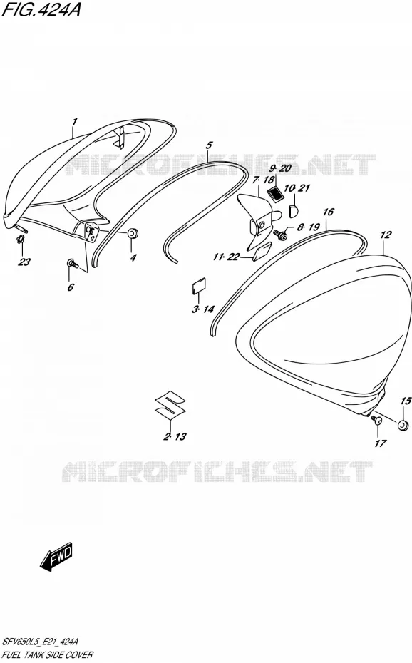 FUEL TANK ZIJKLEP Suzuki MOTO 650 GLADIUS 2015  SFV650A L5 (E21)