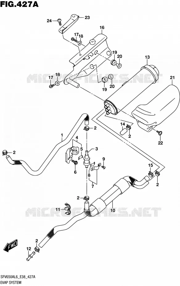FUEL EVAP SYSTEM Suzuki MOTO 650 GLADIUS 2016  SFV650A L6 (E38)