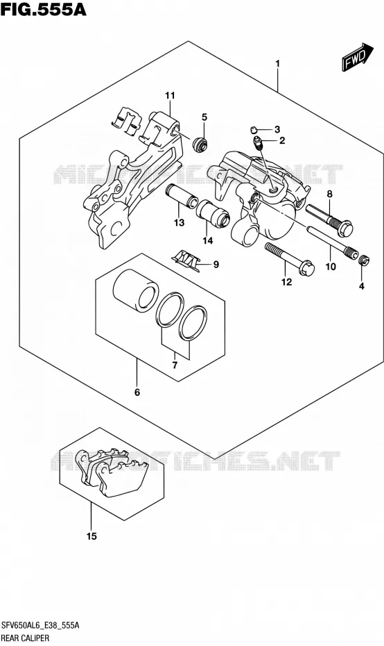 REAR CALIPER Suzuki MOTO 650 GLADIUS 2016  SFV650A L6 (E38)