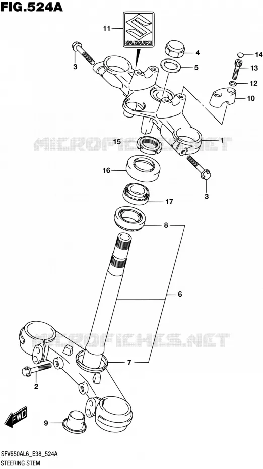 STUURKOLOM Suzuki MOTO 650 GLADIUS 2016  SFV650A L6 (E38)